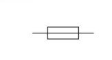 Simple electrical circuit symbol showing a rectangle centred on a horizontal line, representing a resistor or similar component on a schematic diagram