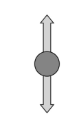 Grey circle intersected by a vertical double-headed arrow, indicating movement or direction both up and down