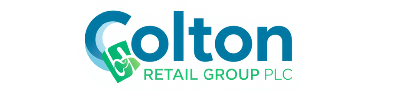 Colton Retail Group PLC logo with stylised blue lettering and a green price tag forming the letter C on a white background