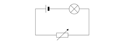(a cell, ammeter, lamp and variable resistor in series).