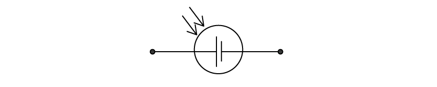 An incomplete circuit diagram showing a photovoltaic cell