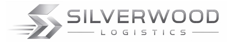 Silverwood Logistics logo with stylised metallic S and motion lines suggesting speed, beside the company name in sleek silver text on white background