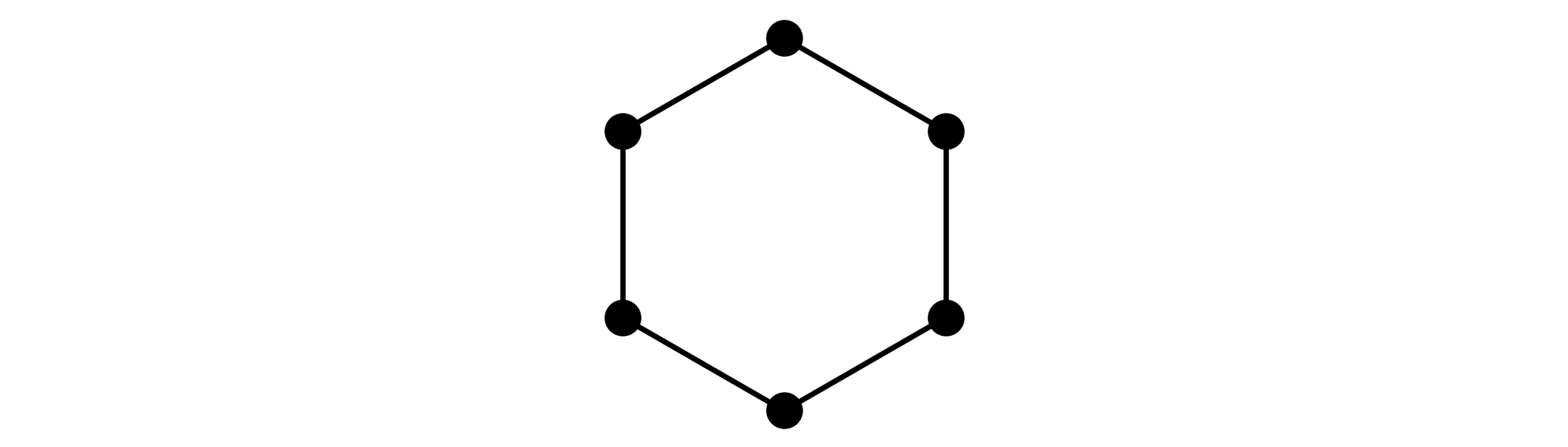 graph is a hexagon (a single 6-cycle): six nodes arranged in a regular hexagon, each joined by an arc to its two neighbours, so every node has degree 2.