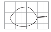 [Figure: grid diagram showing the outline of a leaf drawn over a square grid, used for counting whole squares to estimate leaf area]