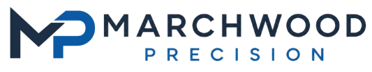Marchwood Precision logo with stylised blue “MP” initials on the left and the company name in dark blue text on a white background