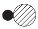 Figure: Ball-and-stick diagram of a diatomic molecule — one small filled black sphere bonded to one larger hatched sphere