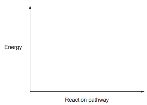 Figure: Blank axes labelled "Energy" (y-axis) and "Reaction pathway" (x-axis), for the candidate to sketch an energy profile diagram.