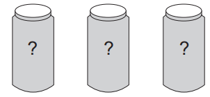 Figure: Three unlabelled jars, each containing a white powder/compound, marked with a question mark since their labels have been removed.