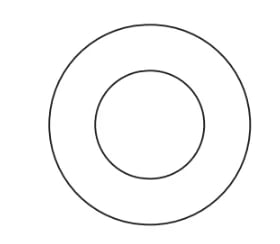 Two concentric circles, drawn empty. No nucleus is marked and no electrons are shown.