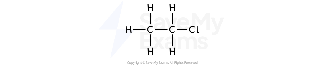 Displayed formula of chloroethane, CH3CH2Cl