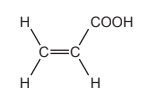 Structural formula showing a carbon–carbon double bond: the left carbon is bonded to two hydrogen atoms, while the right carbon is bonded to one hydrogen atom and a carboxyl group labelled COOH.