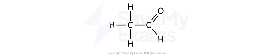 Displayed formula of ethanal, CH3CHO