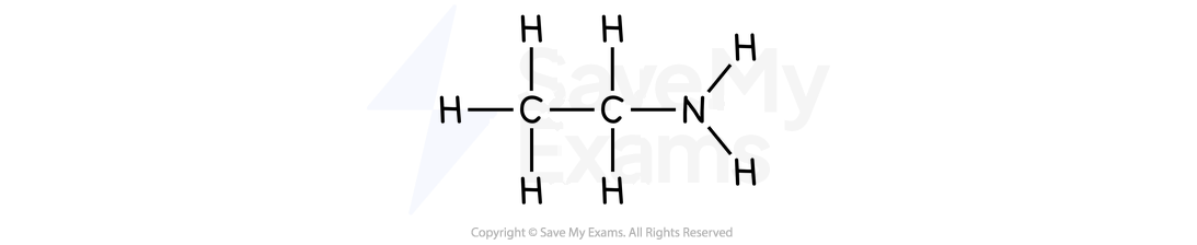 Displayed formula of ethylamine, CH3CH2NH2