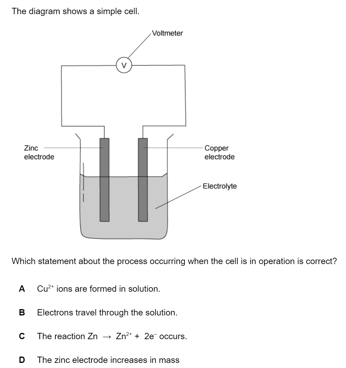 Electrochemistry CIE IGCSE Chemistry Multiple Choice Questions 2022