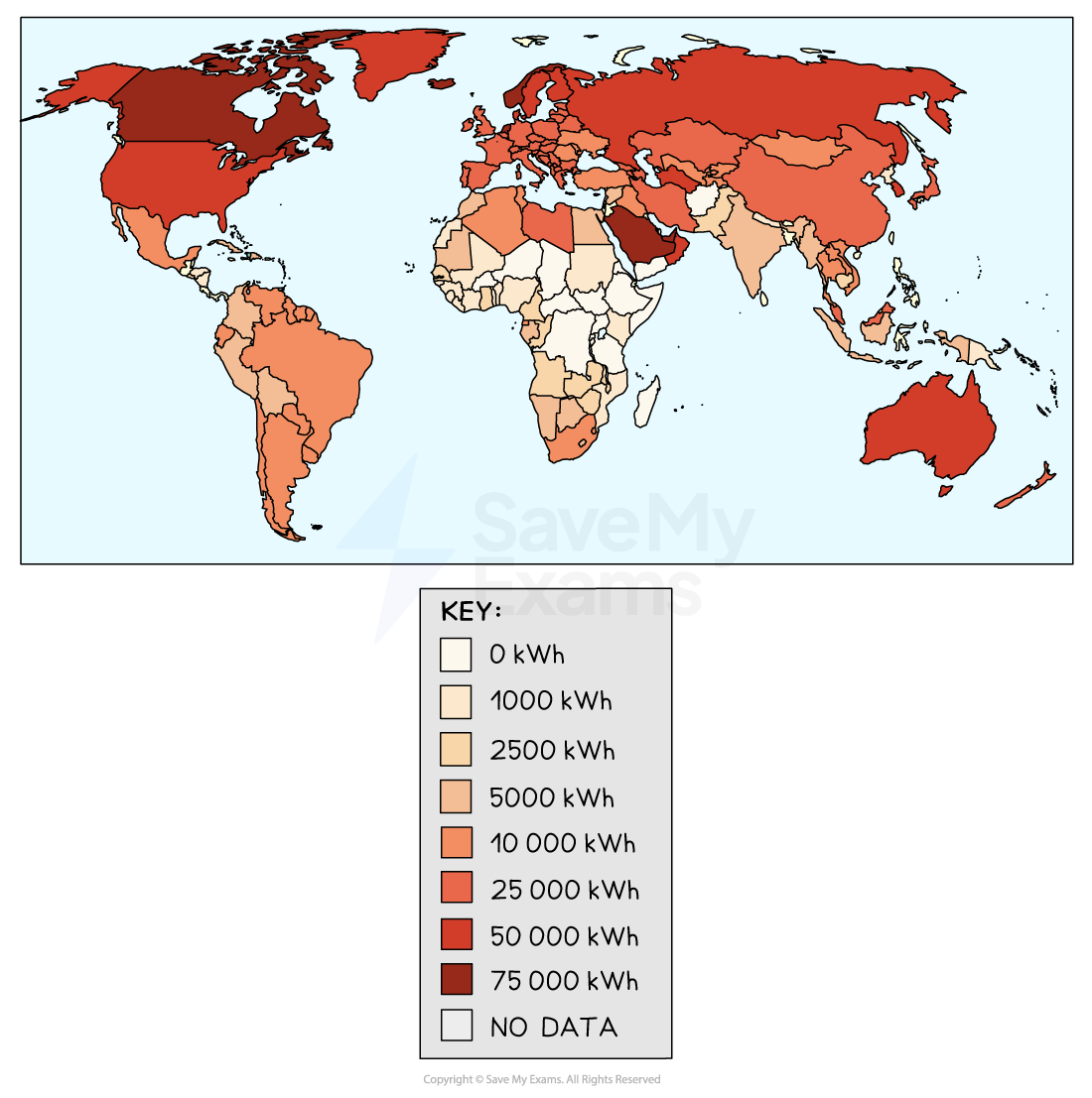 Electricity Consumption Per Person Around The World Per Capita