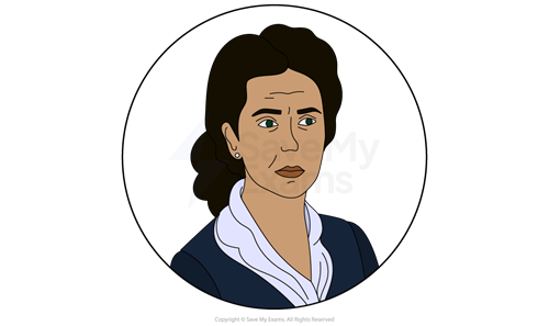 Illustrated head-and-shoulders portrait of Aunt Alexandra from To Kill a Mockingbird, a woman with dark pinned-up hair.